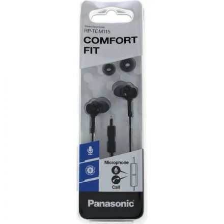Наушники Panasonic RP-TCM115GCK, вкладыши, чёрный Наушники Panasonic RP-TCM115GCK, вкладыши, чёрный