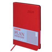 Ежедневник датированный 2026 А5 138x213 мм, BRAUBERG "Stylish", под кожу, гибкий, красный, 117103 Ежедневник датированный 2026 А5 138x213 мм, BRAUBERG "Stylish", под кожу, гибкий, красный, 117103