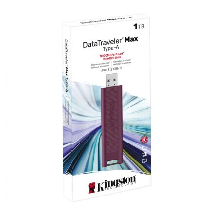 Флеш-память Kingston DataTraveler MaxA, 1 ТБ USB3.2 Gen 2 Type-A/бордовый