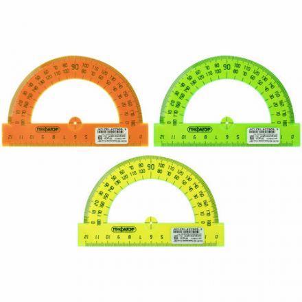 Транспортир 12 см, 180 градусов, ПИФАГОР, прозрачный, неоновый, ассорти, 210622 Транспортир 12 см, 180 градусов, ПИФАГОР, прозрачный, неоновый, ассорти, 210622