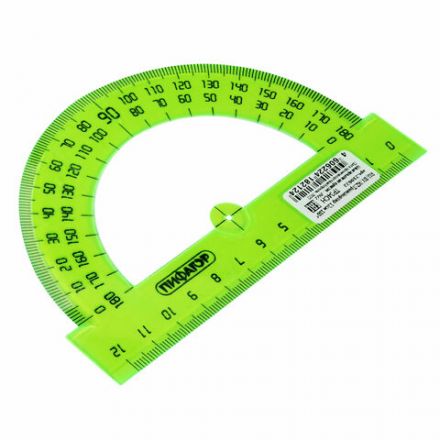 Транспортир 12 см, 180 градусов, ПИФАГОР, прозрачный, неоновый, ассорти, 210622 Транспортир 12 см, 180 градусов, ПИФАГОР, прозрачный, неоновый, ассорти, 210622