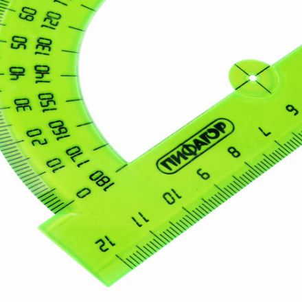 Транспортир 12 см, 180 градусов, ПИФАГОР, прозрачный, неоновый, ассорти, 210622 Транспортир 12 см, 180 градусов, ПИФАГОР, прозрачный, неоновый, ассорти, 210622