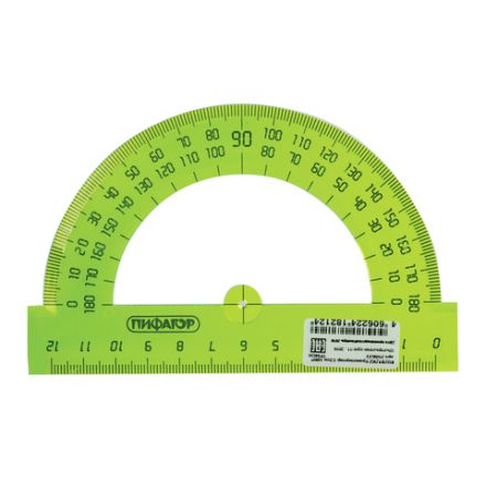 Транспортир 12 см, 180 градусов, ПИФАГОР, прозрачный, неоновый, ассорти, 210622 Транспортир 12 см, 180 градусов, ПИФАГОР, прозрачный, неоновый, ассорти, 210622