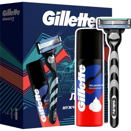 Подарочный набор GILLETTE MACH3 бритва 1смен кас+Пена д/бритья классич 50мл