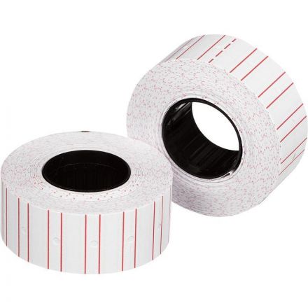 Этикет-лента 21,5х12 прямая белая с красной полосой, 1000шт/рул,10рул/уп Этикет-лента 21,5х12 прямая белая с красной полосой, 1000шт/рул,10рул/уп