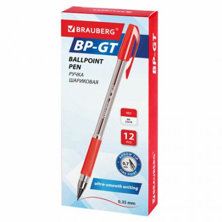 Ручка шариковая BRAUBERG "BP-GT", КРАСНАЯ, корпус прозрачный, евронаконечник 0,7 мм, линия письма 0,35 мм, 144007 Ручка шариковая BRAUBERG "BP-GT", КРАСНАЯ, корпус прозрачный, евронаконечник 0,7 мм, линия письма 0,35 мм, 144007