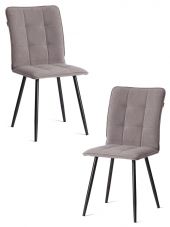 Стул обеденный Bari (2 шт. в упаковке) LT, велюр, серый/черный, 29, 41х55х89 см