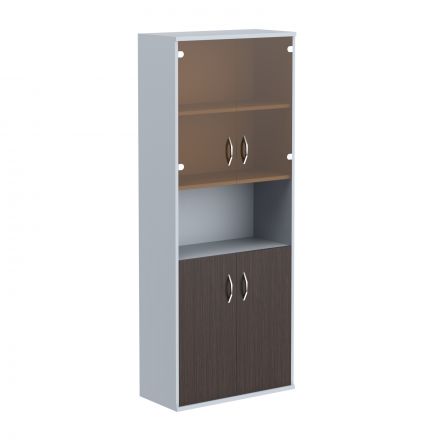 Шкаф комбинированный малыми стеклянными и глухими дверьми СТ-1.4 Венге Магия/Металлик 770*365*1975 I Шкаф комбинированный малыми стеклянными и глухими дверьми СТ-1.4 Венге Магия/Металлик 770*365*1975 I