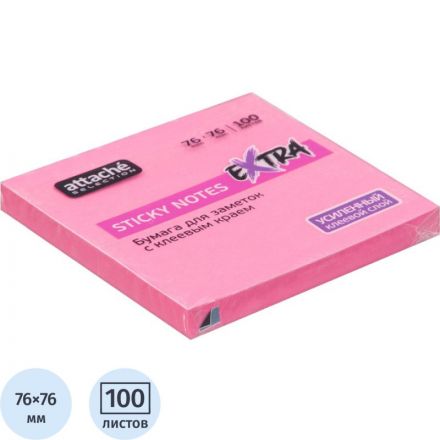 Стикеры Attache Selection Extra с клеев. краем 76х76, неон, пурпур. 100л Стикеры Attache Selection Extra с клеев. краем 76х76, неон, пурпур. 100л