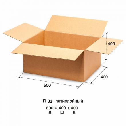 Гофрокороб картонный 600x400x400мм, П32 бурый 10 шт/уп