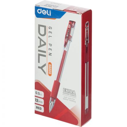 Ручка гелевая неавтомат. Deli Daily д.ш.0,5мм,лин0,35,крас,р/м E6600S Ручка гелевая неавтомат. Deli Daily д.ш.0,5мм,лин0,35,крас,р/м E6600S