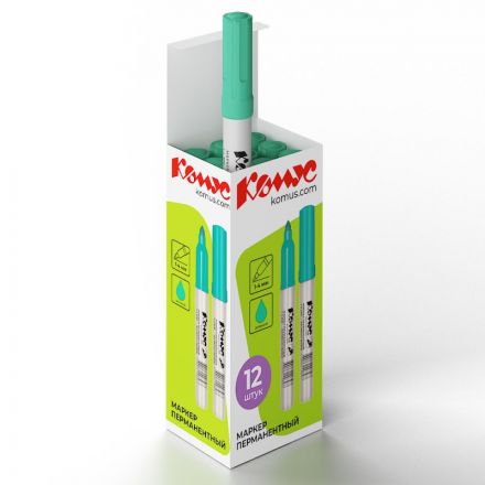 Маркер перманентный КОМУС PY2304 зеленый 1-4мм круглый наконечник Маркер перманентный КОМУС PY2304 зеленый 1-4мм круглый наконечник