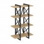 Loft Стеллаж на регулируемых опорах-4 полки VR.L-MST.O-4.4V Тиквуд светлый/Чёрный металл 800*400*1280