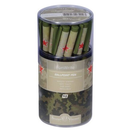 Ручка шариковая BRUNO VISCONTI "FunWrite", СИНЯЯ, "Милитари", узел 0,5 мм, линия письма 0,3 мм, 20-0212/06