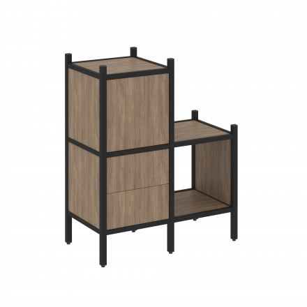 Loft Прямой стеллаж наборный VR.L-11 Дуб аризона/Чёрный металл 862*446*1047 Loft Прямой стеллаж наборный VR.L-11 Дуб аризона/Чёрный металл 862*446*1047