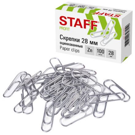 Скрепки STAFF, 28 мм, оцинкованные, 100 шт., в картонной коробке, 270451 Скрепки STAFF, 28 мм, оцинкованные, 100 шт., в картонной коробке, 270451