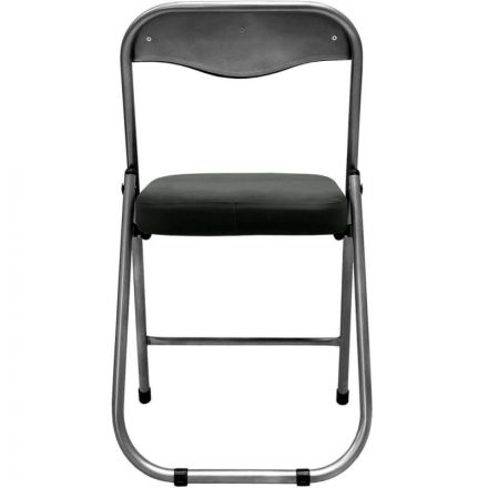 Стул складной каркас металлик , кожзам серый РС 04 кант