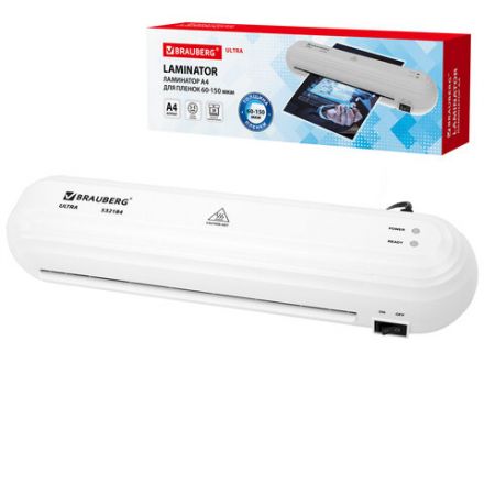 Ламинатор BRAUBERG ULTRA PM235W, БЕЛЫЙ, формат A4, толщина пленки 60-150 мкм, скорость 30 см/мин, 532184 Ламинатор BRAUBERG ULTRA PM235W, БЕЛЫЙ, формат A4, толщина пленки 60-150 мкм, скорость 30 см/мин, 532184