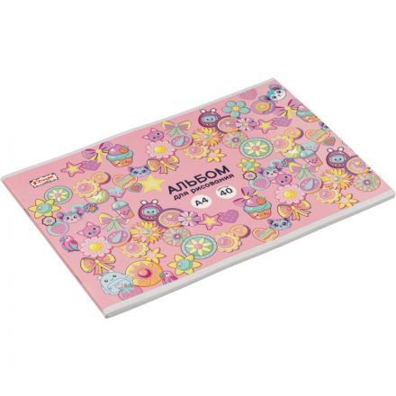 Альбом для рисования Комус Класс Kitty Stikers, А4, 40 лист, скрепка, в асс Альбом для рисования Комус Класс Kitty Stikers, А4, 40 лист, скрепка, в асс