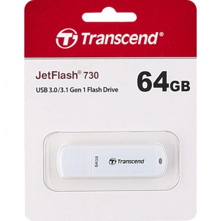 Флеш-память Transcend JetFlash 730, 64Gb, USB 3.1 G1, бел, TS64GJF730 Флеш-память Transcend JetFlash 730, 64Gb, USB 3.1 G1, бел, TS64GJF730