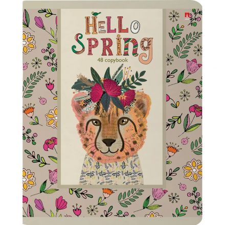 Тетрадь общая А5 ,48л, клетка,скрепка, HELLO SPRING, 5 шт в уп,7-48-448/5