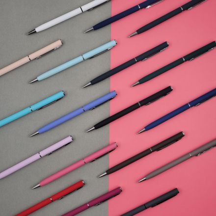 Ручка шариковая автоматическая PALERMO бел.мет.корп, 0,7мм синяя 20-0250/14