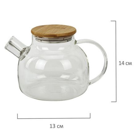Чайник заварочный 900 мл "Бочонок", жаропрочное стекло, спиральное сито, DASWERK (ДАСВЕРК), 608644