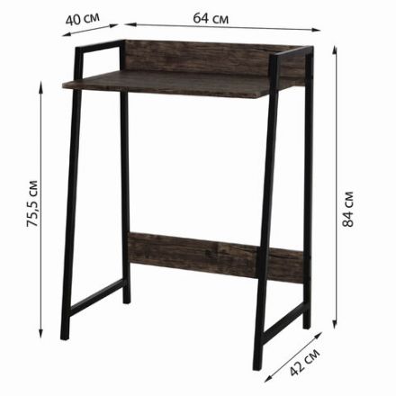 Стол на металлокаркасе BRABIX "LOFT CD-003", 640х420х840 мм, цвет морёный дуб, 641215 Стол на металлокаркасе BRABIX "LOFT CD-003", 640х420х840 мм, цвет морёный дуб, 641215