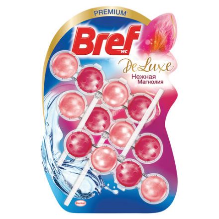 Освежитель WC (для туалета) твердый 3х50 г БРЕФ De Luxe, "Нежная магнолия", 17258