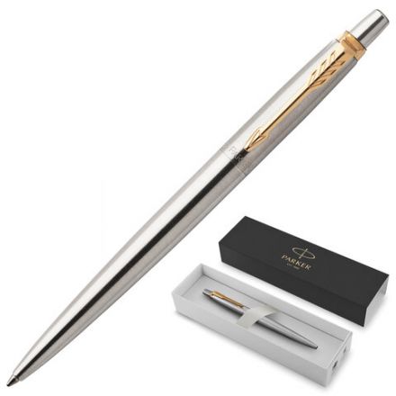 Ручка шариковая PARKER "Jotter Core Stainless Steel GT", корпус серебро, позолота, синяя, 1953182 Ручка шариковая PARKER "Jotter Core Stainless Steel GT", корпус серебро, позолота, синяя, 1953182