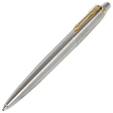Ручка шариковая PARKER "Jotter Core Stainless Steel GT", корпус серебро, позолота, синяя, 1953182 Ручка шариковая PARKER "Jotter Core Stainless Steel GT", корпус серебро, позолота, синяя, 1953182