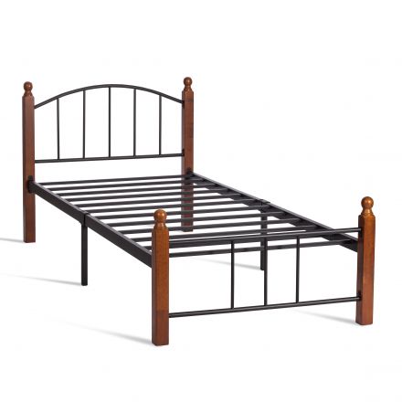 Кровать AT-915, дерево гевея/металл, 90*200 см (Single bed), красный дуб/черный
