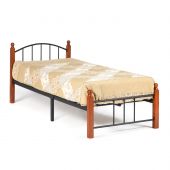 Кровать AT-915, дерево гевея/металл, 90*200 см (Single bed), красный дуб/черный