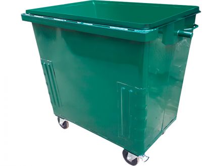 Контейнер металл 800л. для ТБО, на колёсах цв. зелёный Контейнер металл 800л. для ТБО, на колёсах цв. зелёный