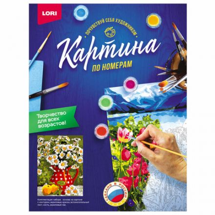 Картина по номерам для детей, АССОРТИ, основа картон, краски, кисть, палитра, LORI Картина по номерам для детей, АССОРТИ, основа картон, краски, кисть, палитра, LORI
