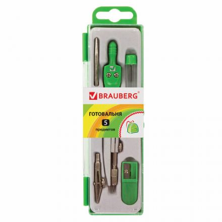 Готовальня BRAUBERG "Klasse", 5 предметов: циркуль 125 мм, 2 вставки, грифель, точилка, пенал с подвесом, 210336 Готовальня BRAUBERG "Klasse", 5 предметов: циркуль 125 мм, 2 вставки, грифель, точилка, пенал с подвесом, 210336