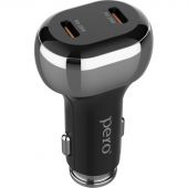 Зарядное устройство автомобильное PERO AC06 USB-C PD/USB-C PD/50W/черное Зарядное устройство автомобильное PERO AC06 USB-C PD/USB-C PD/50W/черное