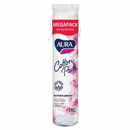 Ватные диски КОМПЛЕКТ 150 шт., AURA, двусторонние, 7185
