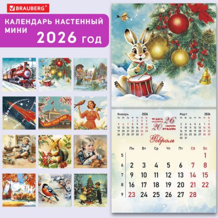 Календарь настенный перекидной 2026 г., BRAUBERG, 12 листов, 21,4х21,4 см, МИНИ, "Советские открытки", 116946 Календарь настенный перекидной 2026 г., BRAUBERG, 12 листов, 21,4х21,4 см, МИНИ, "Советские открытки", 116946