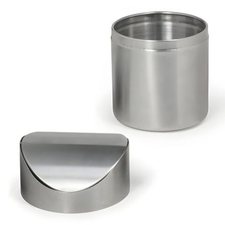 Урна настольная 1,2 литра для мусора с качающейся крышкой, d 12х16,5 см, нержавеющая сталь, LAIMA, 601618