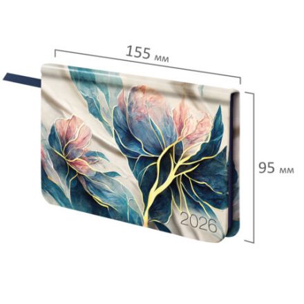 Еженедельник датированный 2026 МАЛЫЙ ФОРМАТ 95х155 мм, А6, BRAUBERG "Vista", под кожу, "Цветы", 117204 Еженедельник датированный 2026 МАЛЫЙ ФОРМАТ 95х155 мм, А6, BRAUBERG "Vista", под кожу, "Цветы", 117204