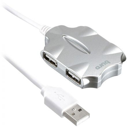 Разветвитель USB 2.0 Buro BU-HUB4-0.5-U2.0-Candy 4порт. серебристый