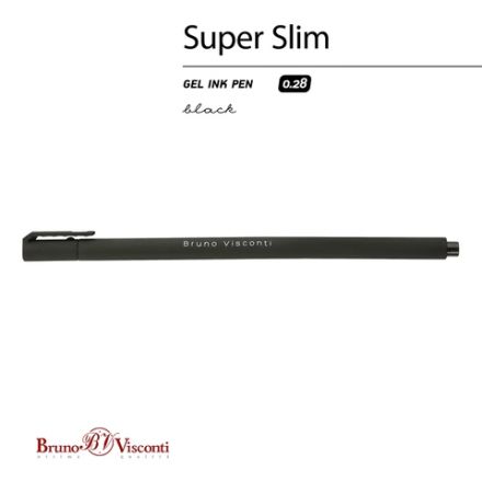 Ручка гелевая BRUNO VISCONTI "Super Slim Black", ЧЕРНАЯ, узел 0,28 мм, линия 0,2 мм, 20-0397 Ручка гелевая BRUNO VISCONTI "Super Slim Black", ЧЕРНАЯ, узел 0,28 мм, линия 0,2 мм, 20-0397