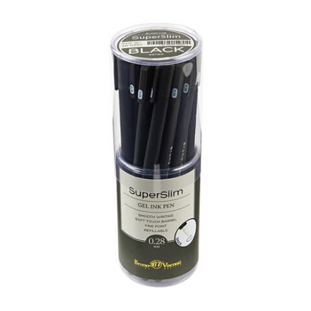 Ручка гелевая BRUNO VISCONTI "Super Slim Black", ЧЕРНАЯ, узел 0,28 мм, линия 0,2 мм, 20-0397 Ручка гелевая BRUNO VISCONTI "Super Slim Black", ЧЕРНАЯ, узел 0,28 мм, линия 0,2 мм, 20-0397