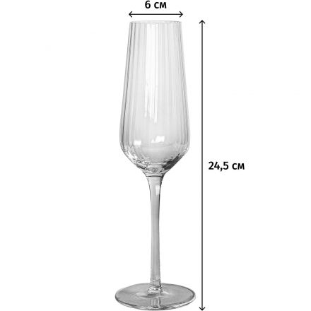 Бокал -флюте для шампанского 270 мл Optical d 6 см h24,5 см 6 шт/уп