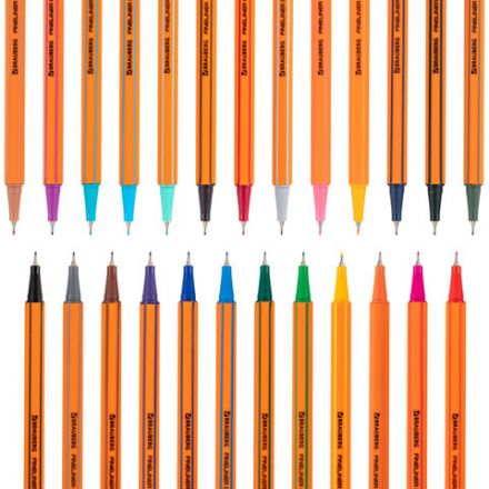 Ручки капиллярные (линеры) 25 ЦВЕТОВ, BRAUBERG "FINE 040", шестигранные, линия 0,4 мм, 144145 Ручки капиллярные (линеры) 25 ЦВЕТОВ, BRAUBERG "FINE 040", шестигранные, линия 0,4 мм, 144145