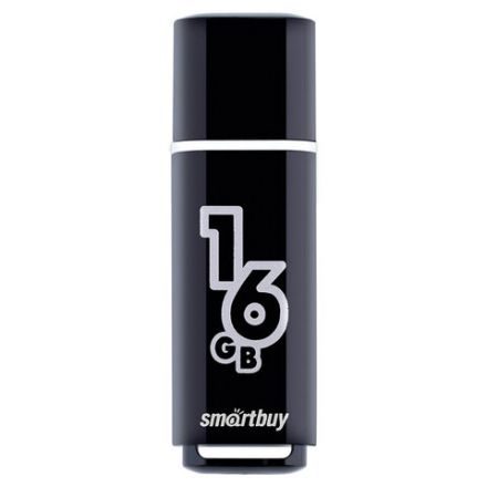 Флеш-диск 16 GB, SMARTBUY Glossy, USB 2.0, черный, SB16GBGS-K