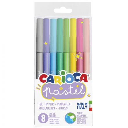 Фломастеры Carioca "Pastel", 08цв., смываемые, ПВХ, европодвес Фломастеры Carioca "Pastel", 08цв., смываемые, ПВХ, европодвес