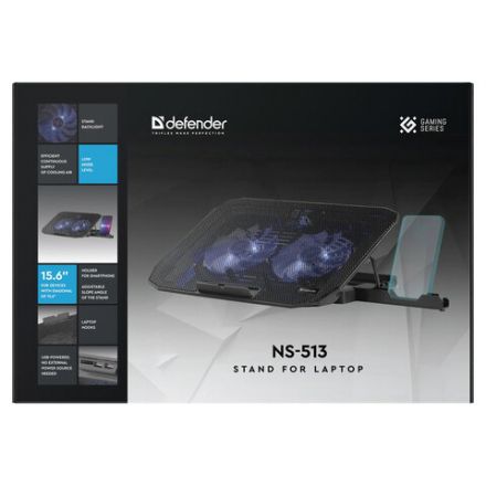 Подставка для ноутбука DEFENDER NS-513 15.6", 2 USB, держатель для смартфона, 2 вентилятора, 29513 Подставка для ноутбука DEFENDER NS-513 15.6", 2 USB, держатель для смартфона, 2 вентилятора, 29513