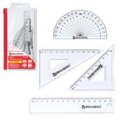 Набор чертежный малый BRAUBERG (линейка 15 см, 2 угольника, транспортир), конверт на молнии, 210306 Набор чертежный малый BRAUBERG (линейка 15 см, 2 угольника, транспортир), конверт на молнии, 210306